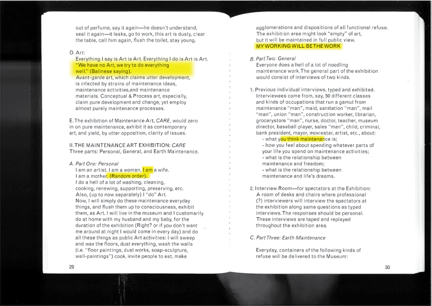 Annotated MANIFESTO FOR MAINTENANCE ART, Mierle Laderman Ukeles, P2.png